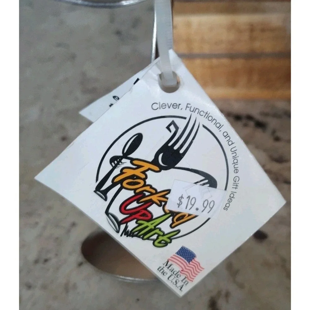 Forked Up Art Sculpture Recipe‎ Card Holder Stainless Steel USA New
